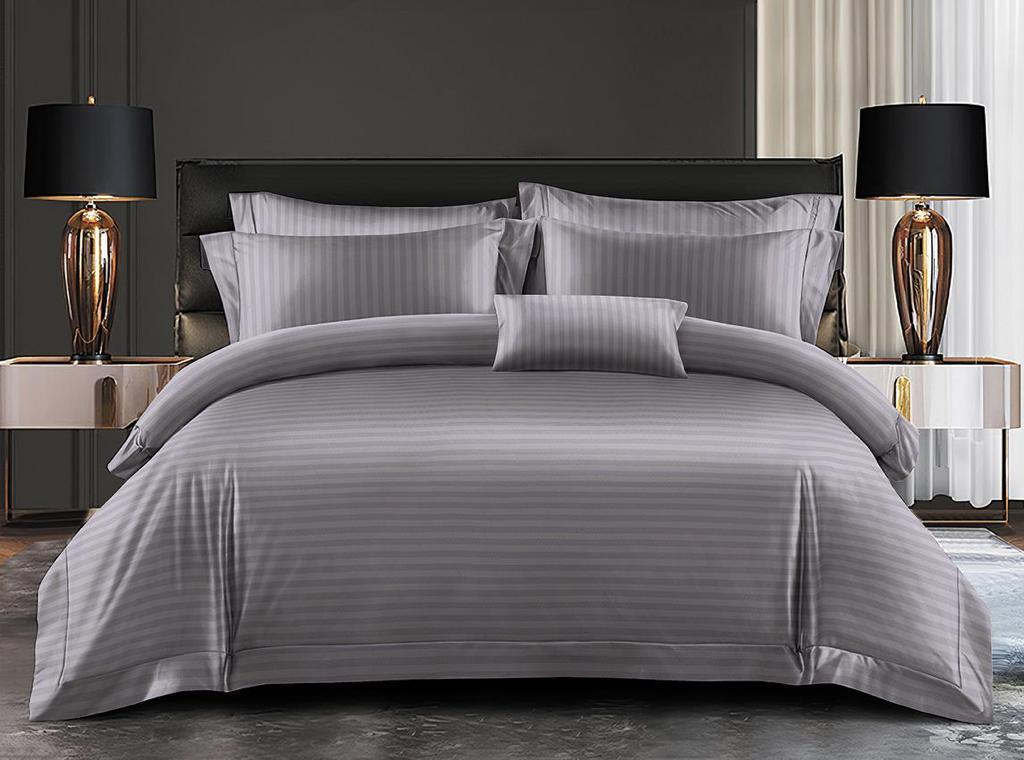 Lenjerie de Pat Dublu, Din Material Premium Damasc Hotelier Lux, 6 Piese