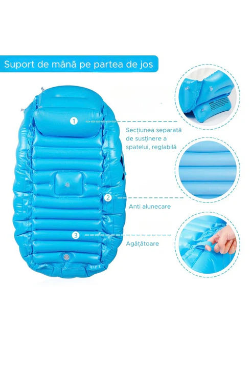 PACHET PROMO: Piscina Gonflabila Premium 115x 82x 33 cm + Cadita Gonflabila Bebelusi 0–36 luni + Pompa Electrica+Ventilator Arctic Cool