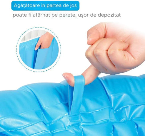 PACHET PROMO: Piscina Gonflabila Premium 115x 82x 33 cm + Cadita Gonflabila Bebelusi 0–36 luni + Pompa Electrica+Ventilator Arctic Cool