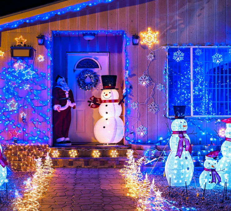 1+1 GRATIS: Instalatie De Craciun, Cu Incarcare Solara, 100 LED-uri Mari si Luminoase, Rezistenta La Apa, Albastru, 10m
