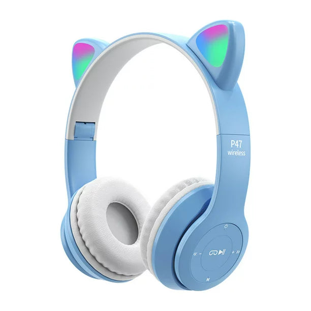 Casti Wireless, Pliabile, Urechi De Pisica, Conexiune Bleutooth, Card TF Si AUX, Inaltime Reglabila
