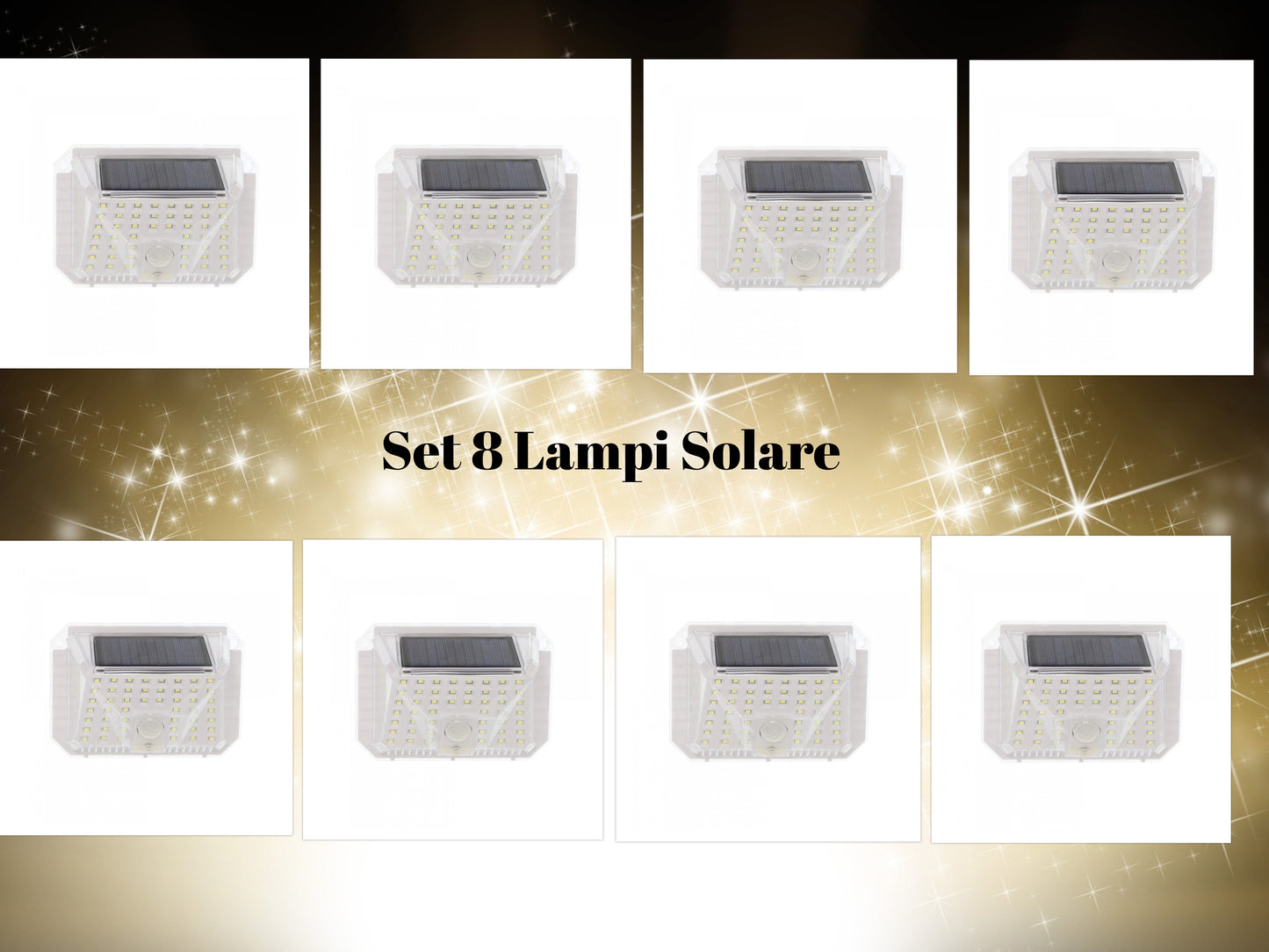 Set 8 Lampi Solare 80 LED, Luminozitate Puternica, 3 Moduri de Lumina, Protectie IP66