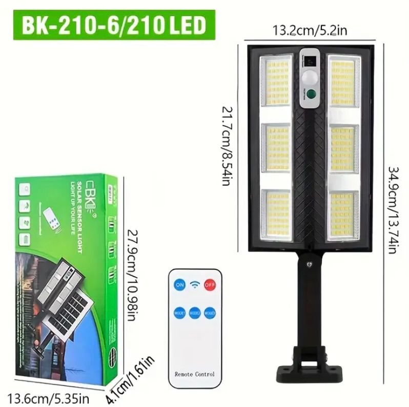 1+1 GRATIS Lampa Solara Puterinca LED 210 Cu Senzor De Miscare Si Telecomanda Iluminare Puternica, Fara Facturi La Curent