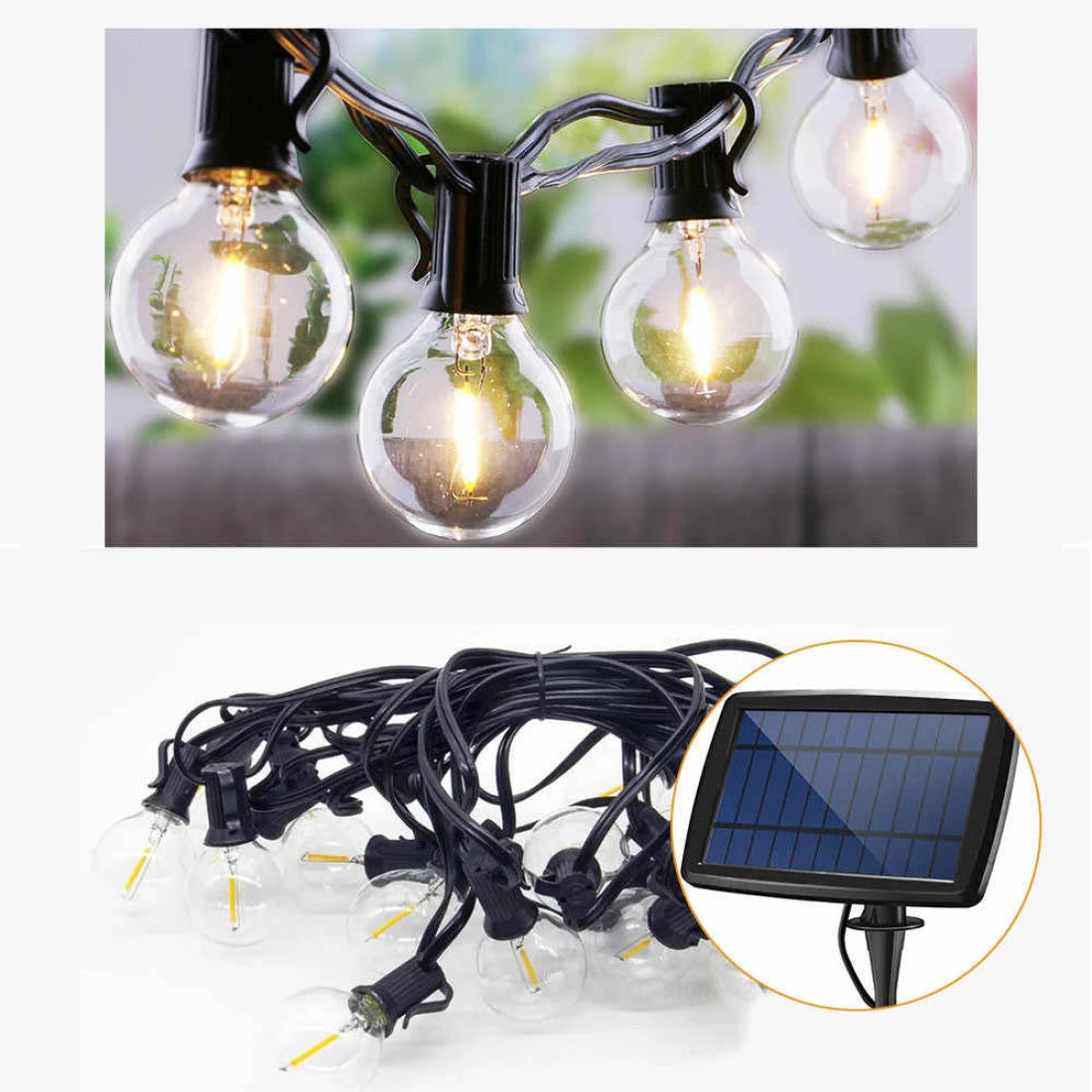 Ghirlanda Luminoasa, Cu Incarcare Solara, 10 Becuri LED, Lumina Alb Cald, 8 Moduri De Iluminare, Control Prin Telecomanda, 5 m Lungime