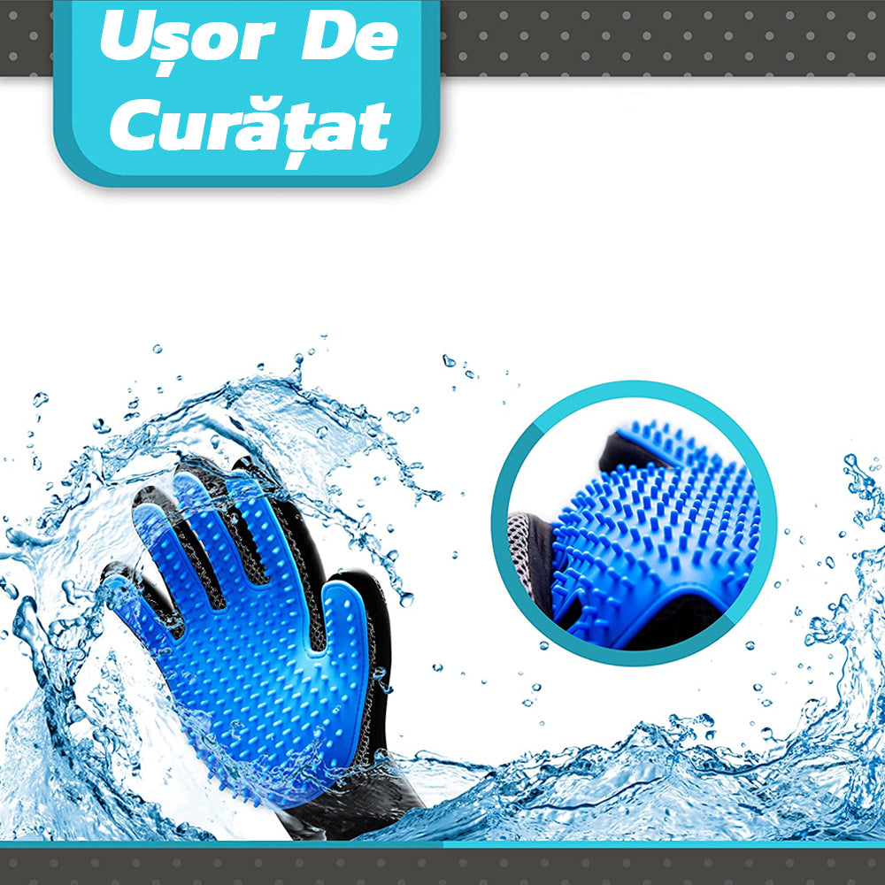 Set De 4 Accesorii Pentru Curatarea Scamelor Si Indepartarea Parului De Animale, Manusa, 2 Captatoare De Par Pentru Masina De Spalat, Perie Cu Zimti