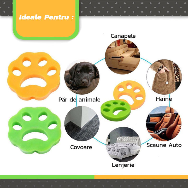 Set De 4 Accesorii Pentru Curatarea Scamelor Si Indepartarea Parului De Animale, Manusa, 2 Captatoare De Par Pentru Masina De Spalat, Perie Cu Zimti