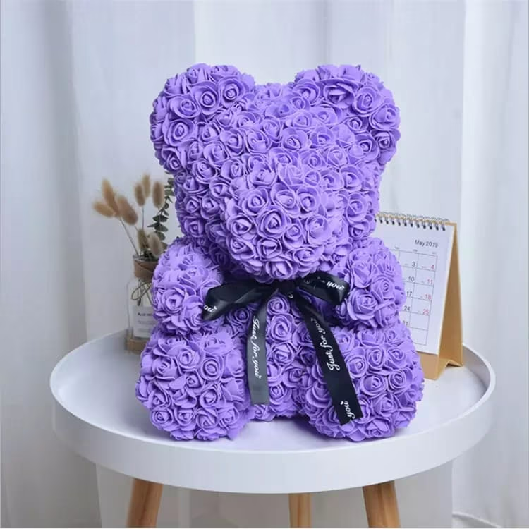 CADOU de Valentine's Day: Ursulet din trandafiri de sapun in cutie cadou, Inaltime 25cm