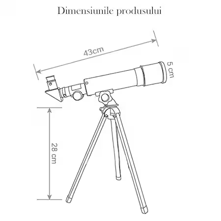 Telescop Astronomic Cu Trepied, Distanta Focala 360mm Si Prisme De 90°, Argintiu/Negru