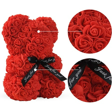 CADOU de Valentine's Day: Ursulet din trandafiri de sapun in cutie cadou, Inaltime 25cm