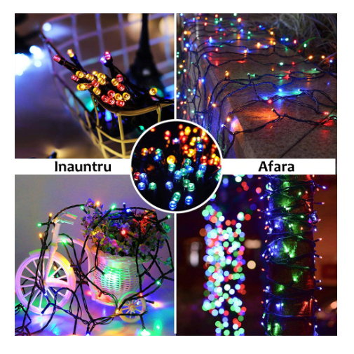 1+1 GRATIS: Instalatie De Craciun, Tip Rola, Cu 1200 LED-uri Mari, Interior sau Exterior, Rezistenta La Vreme Rea, 120 m, Multicolor
