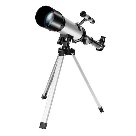 Telescop Astronomic Cu Trepied Din Aluminiu, Distanta Focala 360mm Si Prisme De 90°, Argintiu/Negru