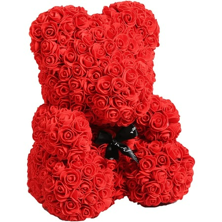 CADOU de Valentine's Day: Ursulet din trandafiri de sapun in cutie cadou, Inaltime 25cm