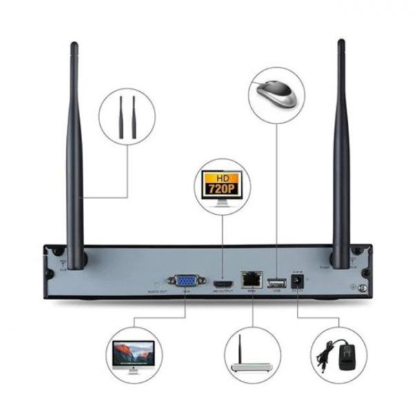 Sistem Supraveghere 4 Camere, Senzor Miscare, 4K Ultra HD, Conexiune PC/Telefon, Interior/Exterior + Hard Disk 500 GB CADOU