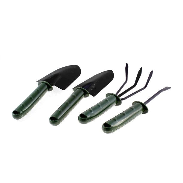Set De 4 Instrumente Pentru Gradinarit, Doua Mini Lopeti, Un Mini Cultivator Si Un Dispozitiv Pentru Gaurit, Metal