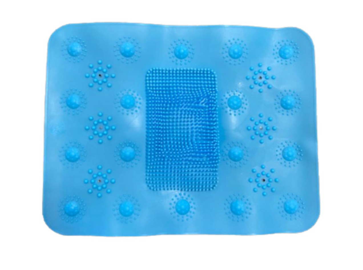 Covoras Antiaderent Pentru Baie, Cu Peri Din Silicon, 42x31 cm, Albastru