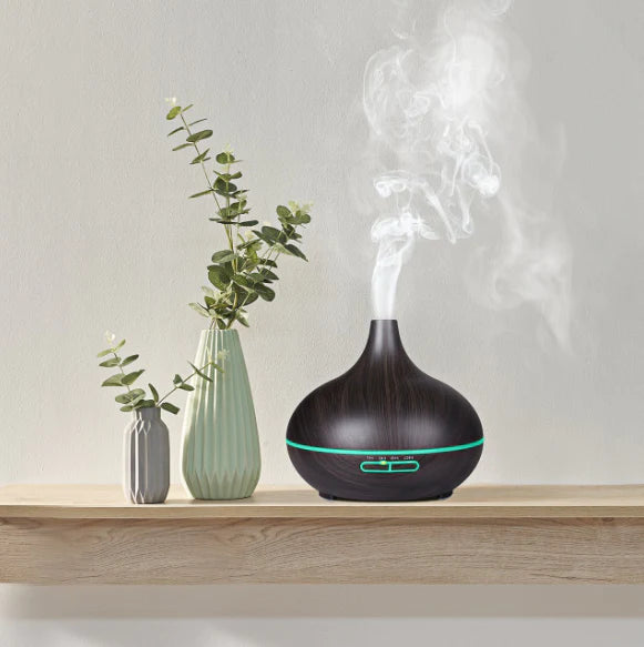 Difuzor De Aromaterapie, Rezervor 500 ml, Lumina Ambientala Din 7 Culori LED, Timer, Silentios