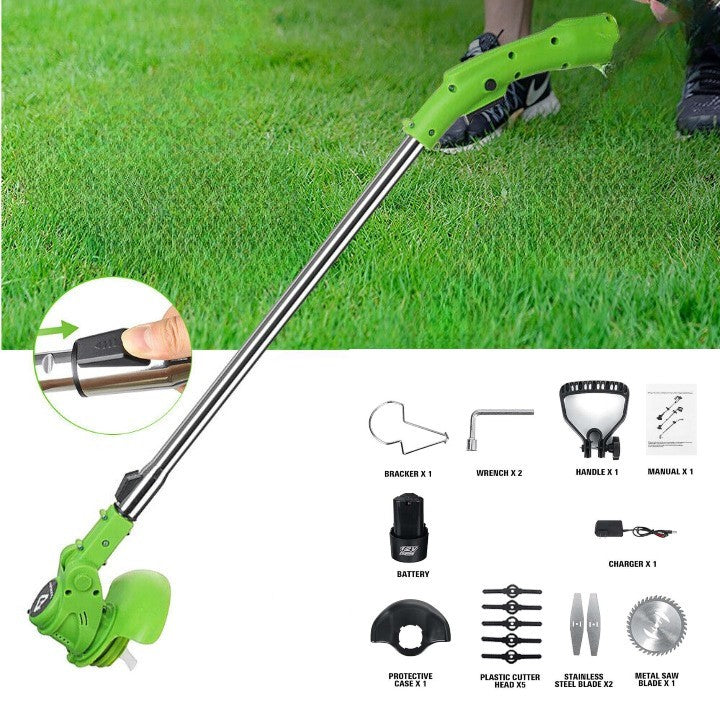 Motocoasa Portabila Cu 2x Acumulatori de 12V, Putere 800W, Cu Brat Extensibil, Pentru Gazon, 8 Lame Diferite