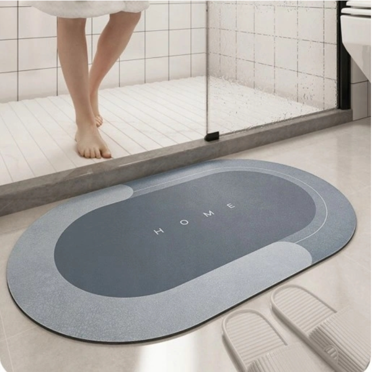 Covoras Absorbant Pentru Baie, Cu Uscare Rapida, 78 x 48 cm, Gri Albastrui