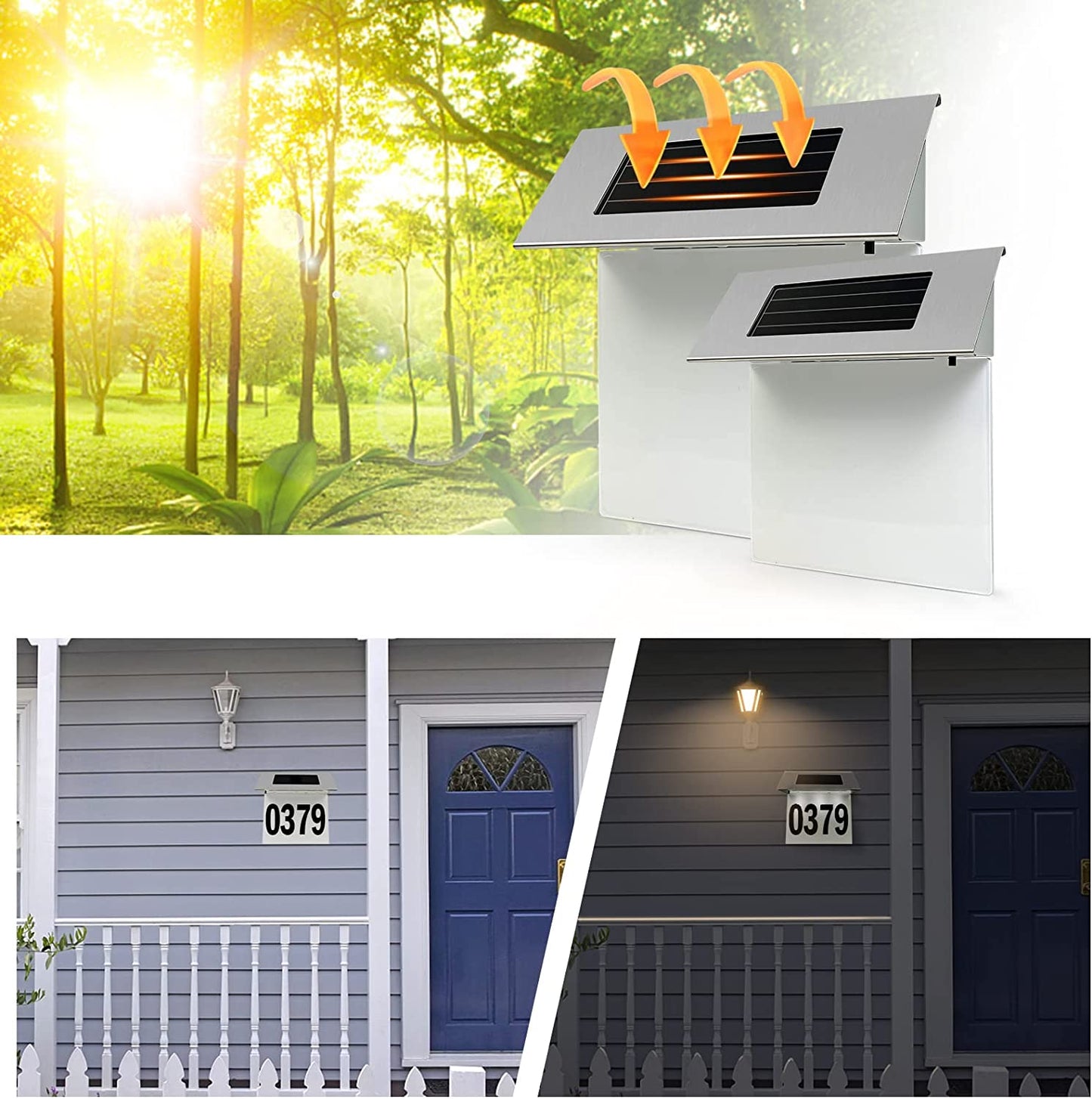Numar De Casa Cu Incarcare Solara, Iluminare LED, Aprindere Automata