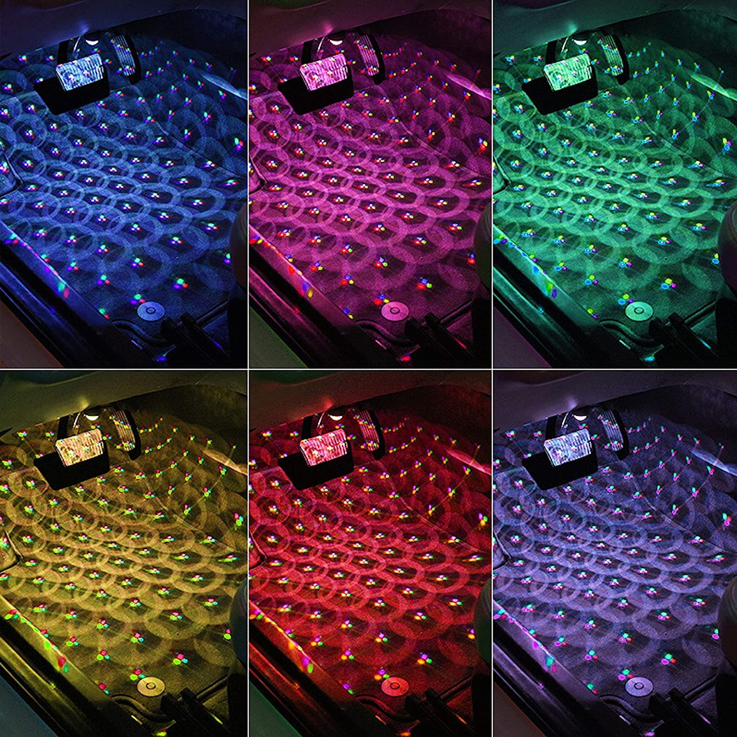 Set 4 Lumini RGB Auto Pentru Interior, Alimentare USB