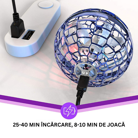Minge Zburatoare cu LED-uri, tip OZN / Drona, incarcare cu USB