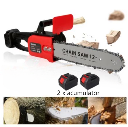 Drujba Electrica, Cu 2 x Lama 31 cm (12 INCH), 2 x Lant, 1 x Acumulator 48 V, Geanta De Transport CADOU