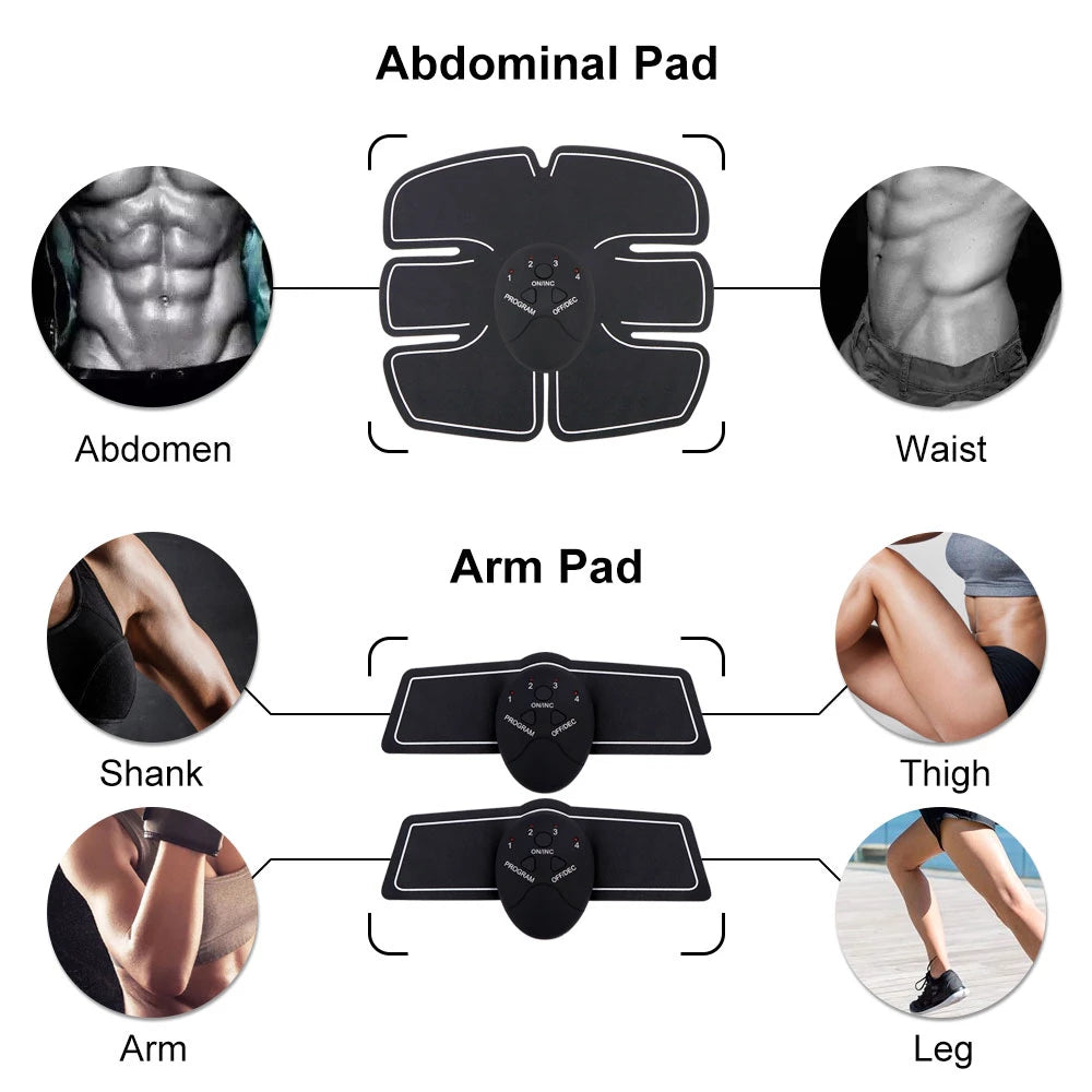 Aparat Pentru Electrostimulare Musculara, Pentru Abdomen Si Brate + 10 plasturi Kinoki CADOU