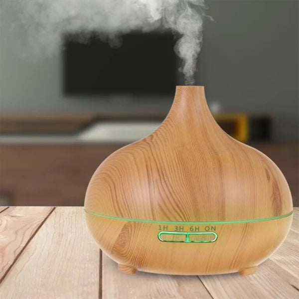Difuzor De Aromaterapie, Rezervor 500 ml, Lumina Ambientala Din 7 Culori LED, Timer, Silentios