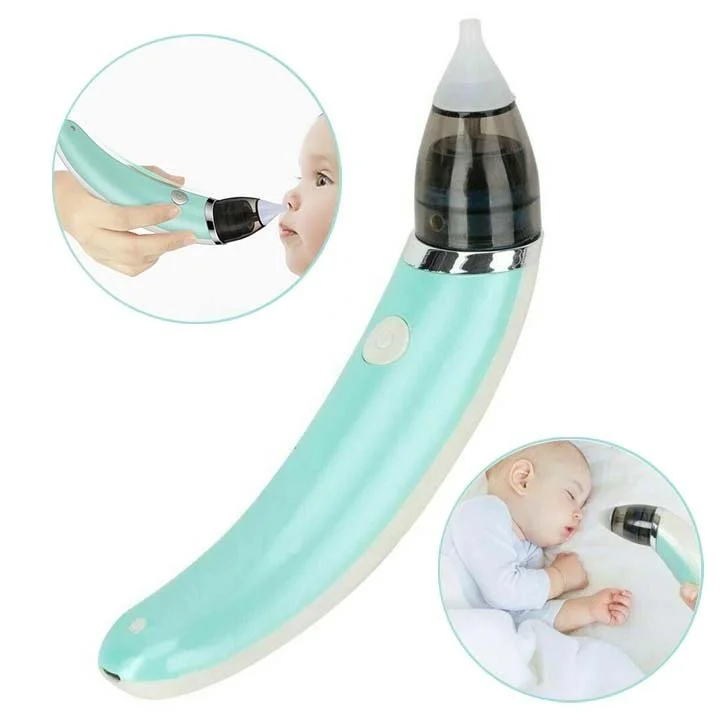 Aspirator Nazal Electric, Pentru Copii, Cu 2 Capete De Silicon, 5 Trepte De Putere Si Cablu USB, Verde