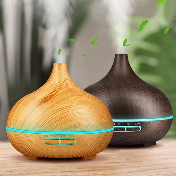 Difuzor De Aromaterapie, Rezervor 500 ml, Lumina Ambientala Din 7 Culori LED, Timer, Silentios