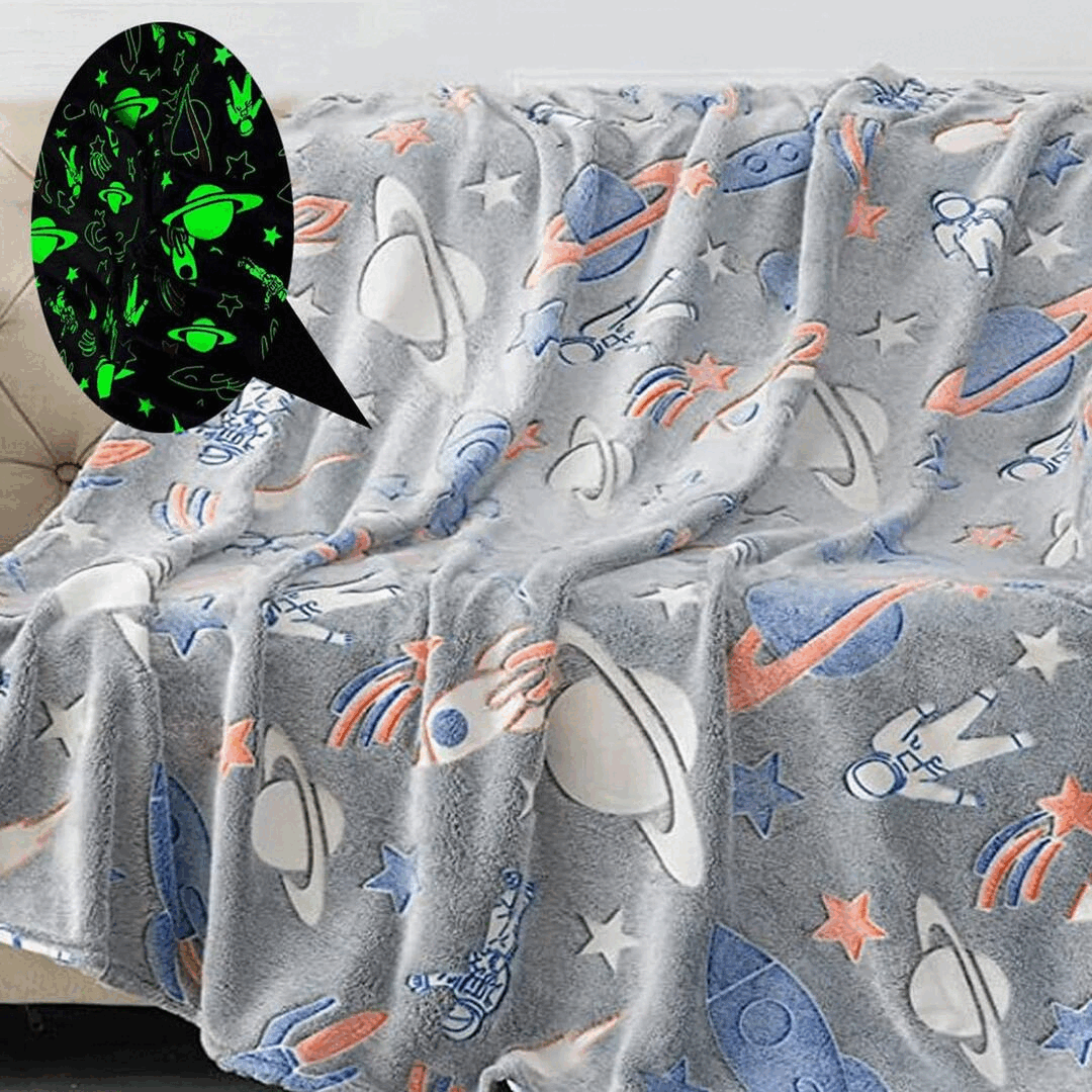 Patura Fosforescenta Pentru Copii, Dimensiune 130x150 cm, Gri