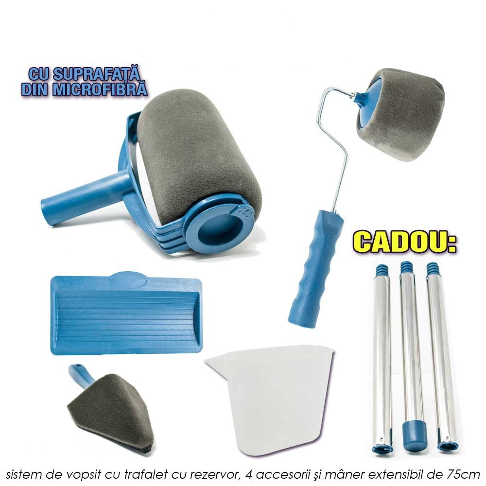 Set Trafaleti Cu Recipient Vopsea, Brat Extensibil si Accesorii Pentru Colturi