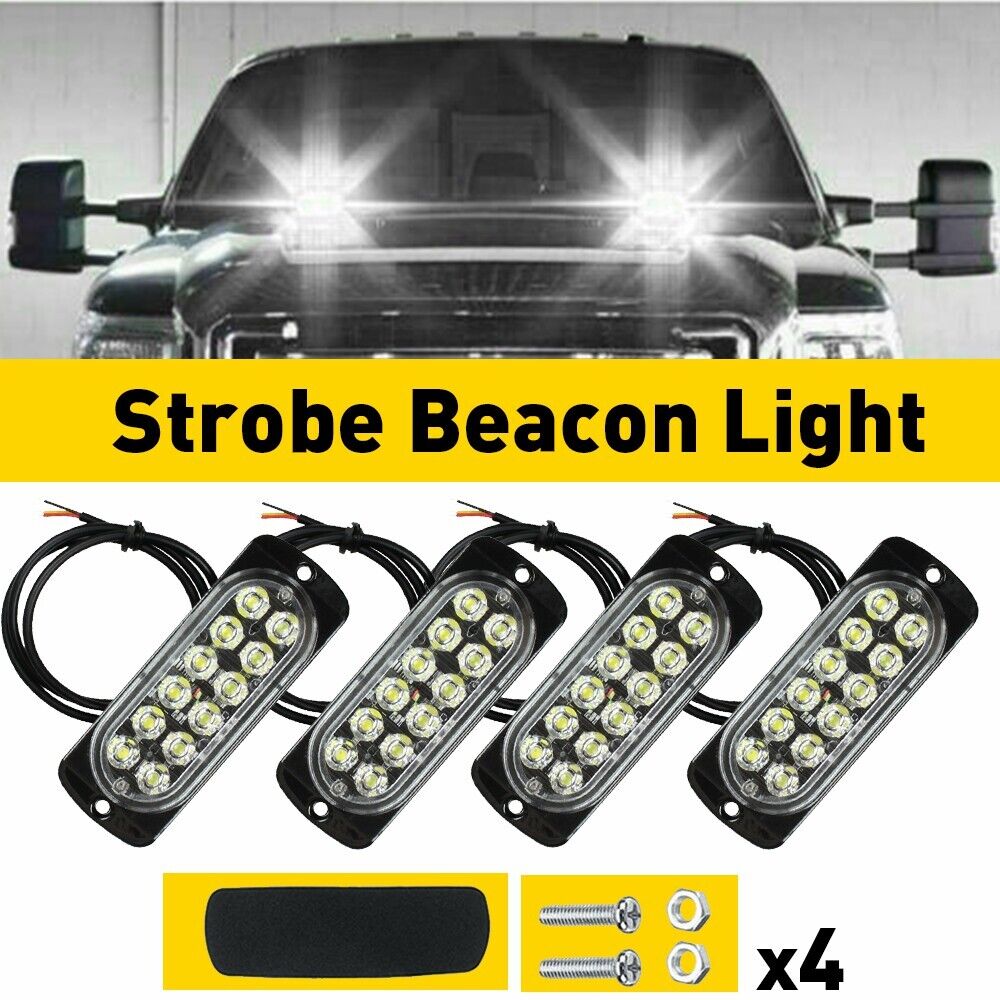 Set 4x Stroboscop, 12LED, Lumina Alb Rece