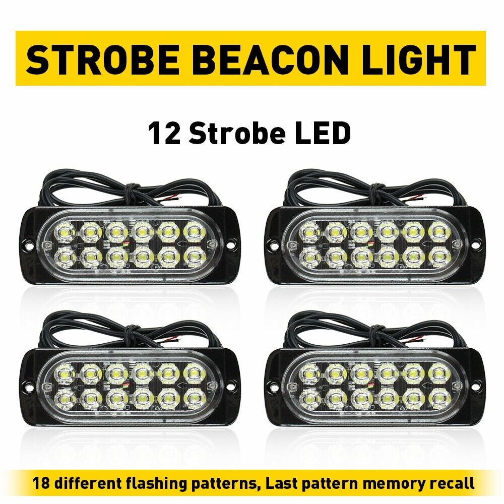 Set 4x Stroboscop, 12LED, Lumina Alb Rece