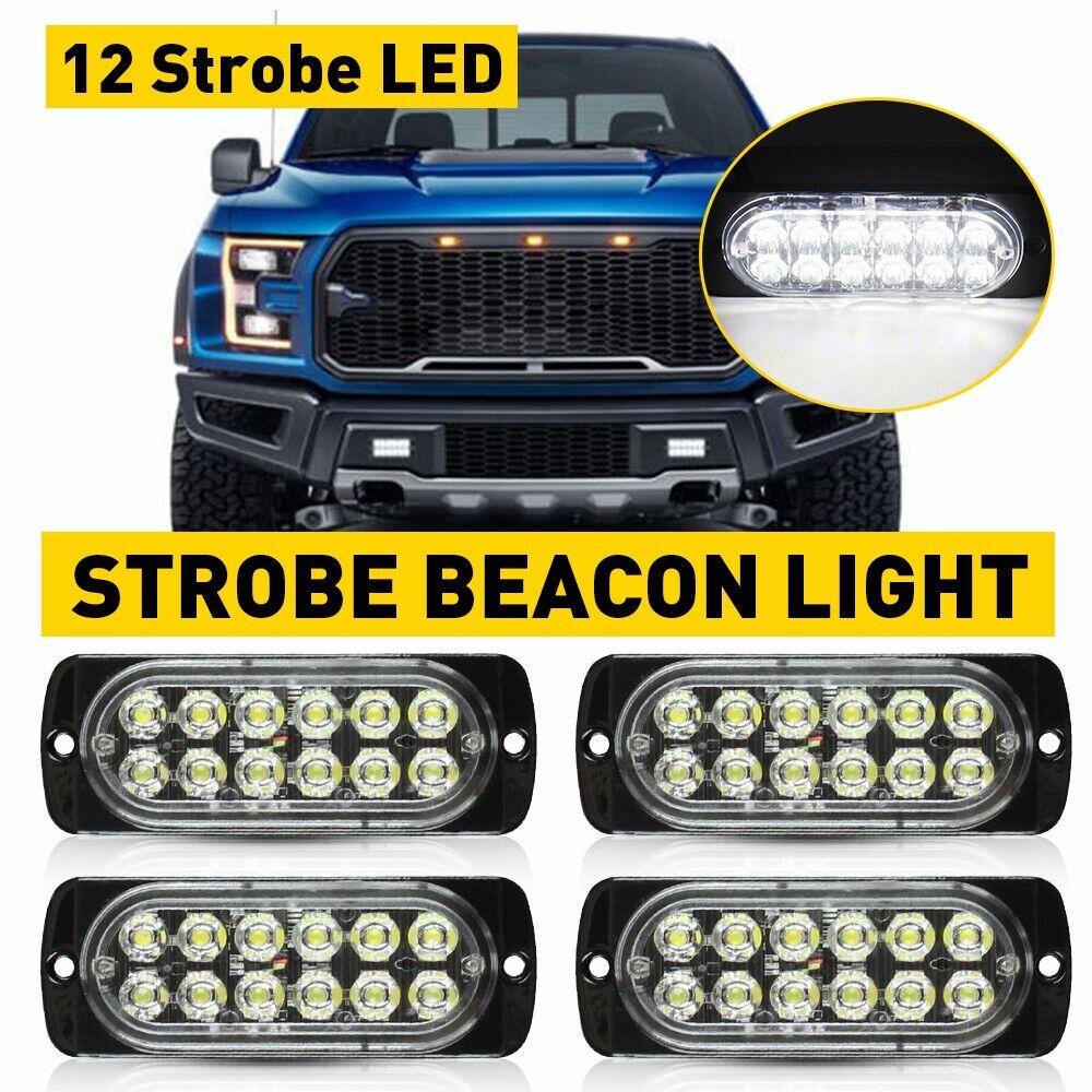 Set 4x Stroboscop, 12LED, Lumina Alb Rece