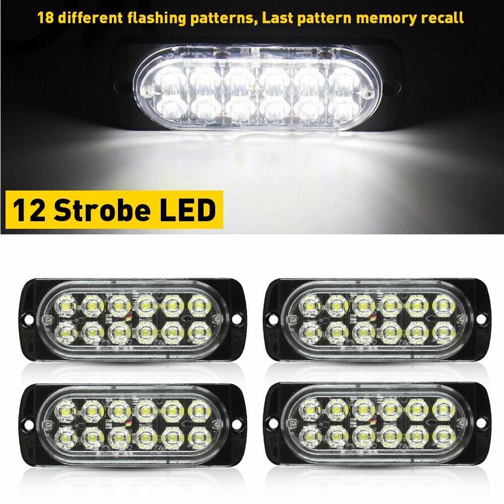 Set 4x Stroboscop, 12LED, Lumina Alb Rece