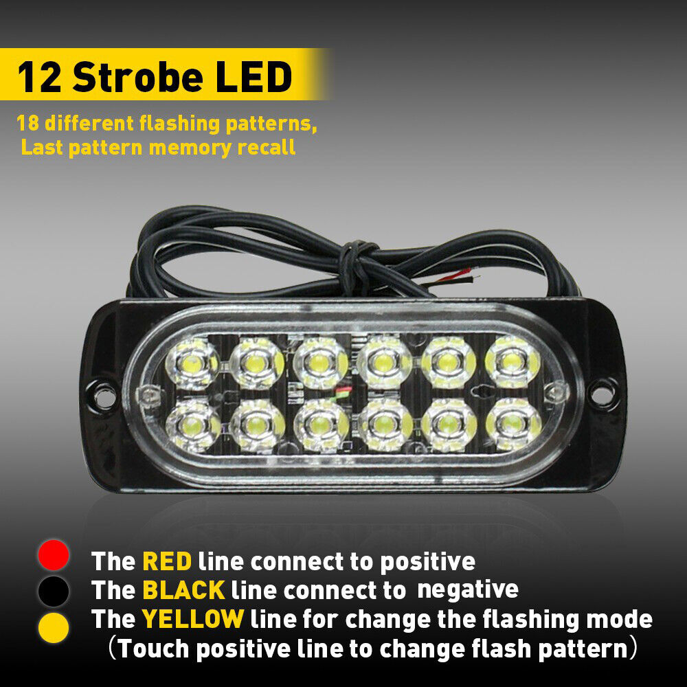 Set 4x Stroboscop, 12LED, Lumina Alb Rece