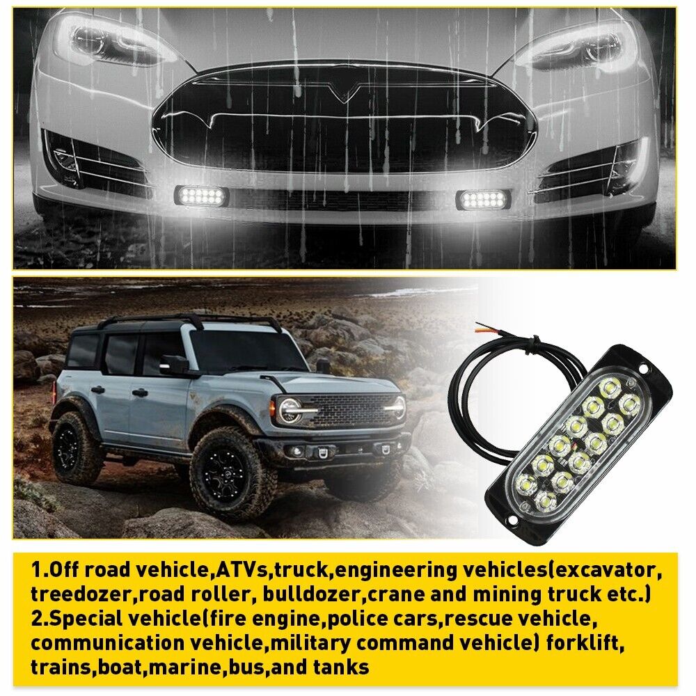 Set 4x Stroboscop, 12LED, Lumina Alb Rece