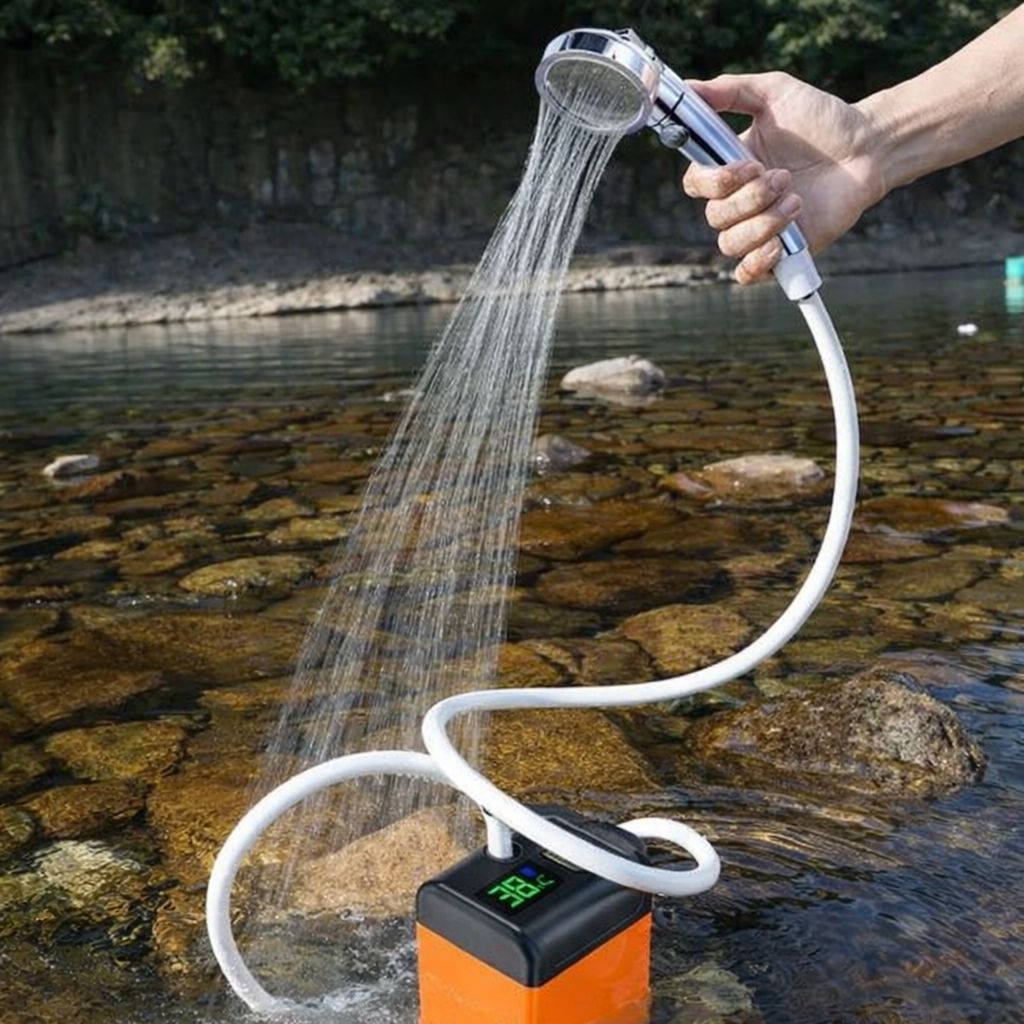 Dus Portabil Electric Cu Display Temperatura, Debit Puternic Si Baterie 180 Minute