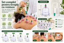 Set Terapeutic cu 12 Ventuze pentru Masaj cu Vacuum și Pompă Manuală -Relaxare, Îngrijire Corporală și Masaj Anticelulitic