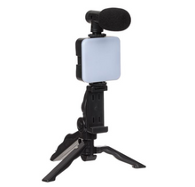 Pachet Pentru Vlogging Sau Streaming, Cu Microfon, Lumina LED Si Suport Telefon, Telecomanda Inclusa