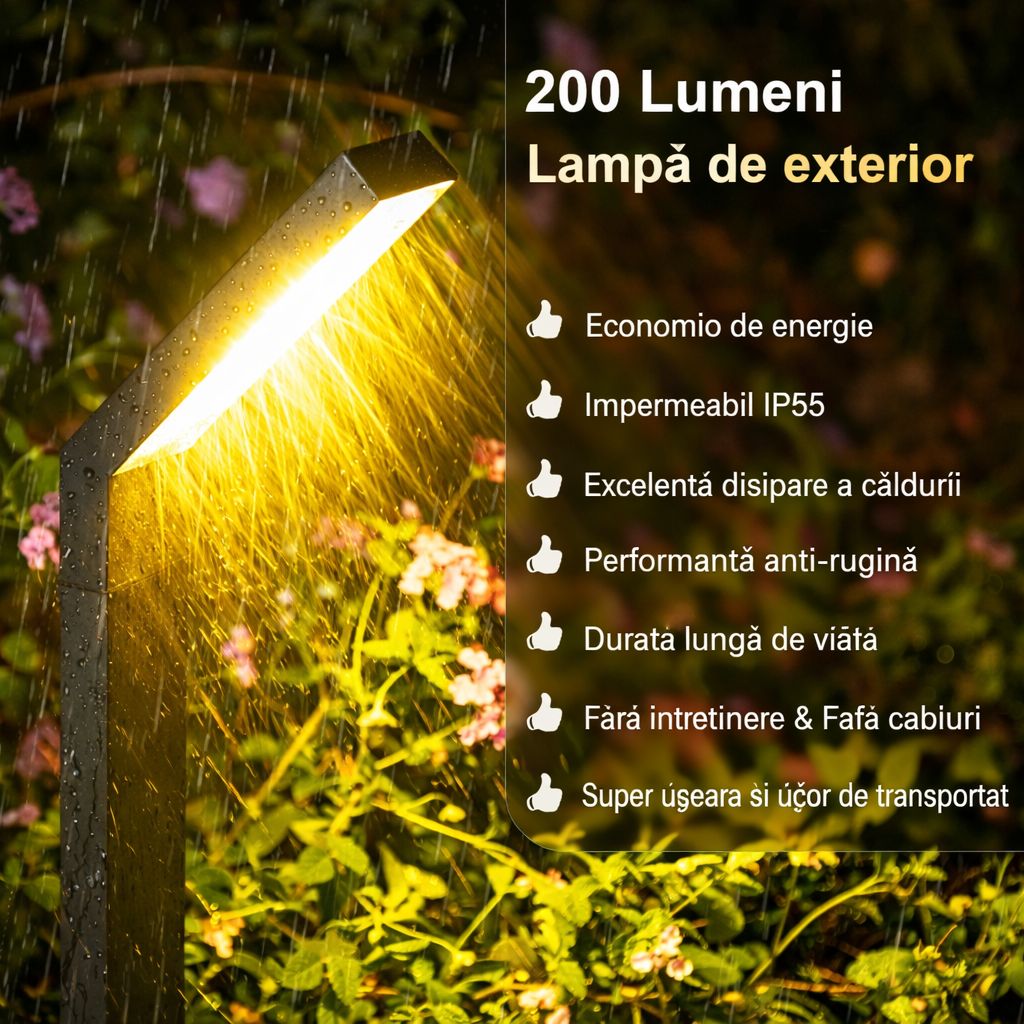 Lampa Solara LED Pentru Gradina – 200 Lumeni