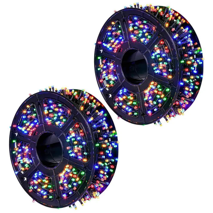 1+1 GRATIS: Instalatie De Craciun, Tip Rola, Cu 1000 LED-uri Mari, Interior sau Exterior, Rezistenta La Vreme Rea, 100 m, Multicolor
