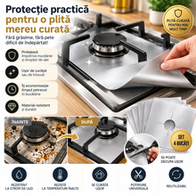 Set 4 Folii de Protecție Reutilizabile pentru Aragaz, Antiaderente, 27 × 27 cm
