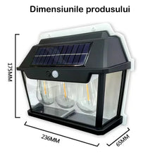 Lampa Solara De Perete Cu 3 Becuri LED, Cu Senzor de Miscare si Lumina, 3 Moduri de Iluminare, Rezistenta la Apa