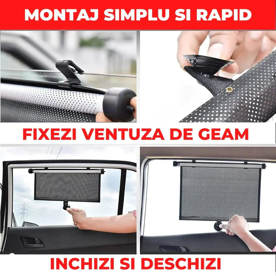 Parasolar Auto Tip Perdea, Universal, Pentru Casa Si Masina, Retractabil, Cu Fixare Prin Ventuze, 58x125 cm