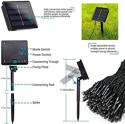 Instalatie De Craciun, Cu Incarcare Solara, 200 LED, Alb Rece, 20m