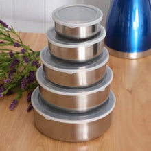 PROMO: 2 x Set 5 Caserole din Inox cu Capace din Plastic Transparent, Total 10 Recipiente
