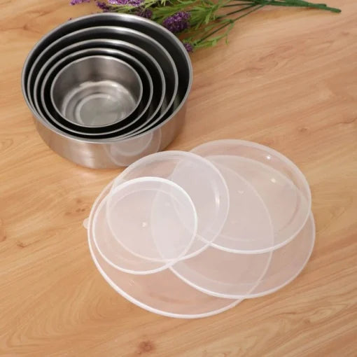 PROMO: 2 x Set 5 Caserole din Inox cu Capace din Plastic Transparent, Total 10 Recipiente