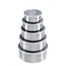 PROMO: 2 x Set 5 Caserole din Inox cu Capace din Plastic Transparent, Total 10 Recipiente